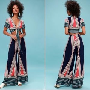 NWT Lulu's Geo Grande Navy Blue Two Piece Set